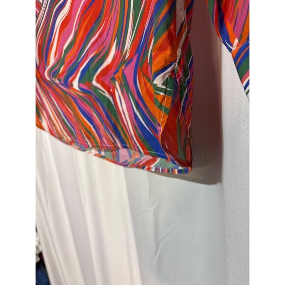 Vilagallo Womens Multicolor Abstract Print V-Neck Blouse Size 42 With Buttoned - Picture 6 of 8